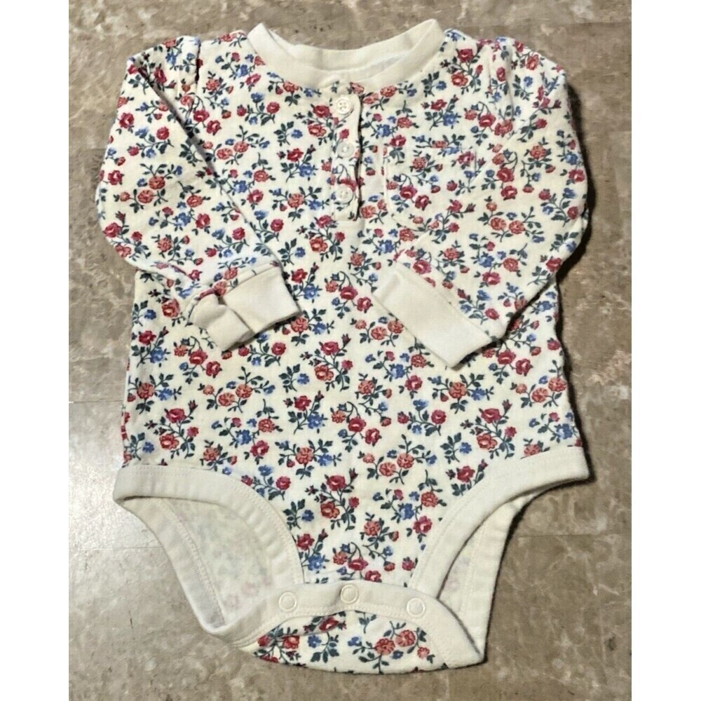 OshKosh B'gosh Baby Girls One Piece Bodysuit 12 Months Long Sleeve Buttons